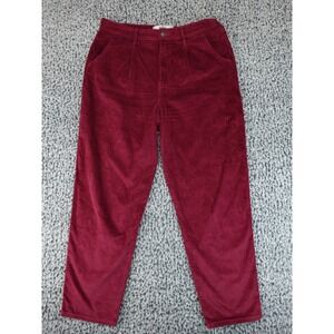 Hollister Corduroy Tapered Pants Women 13 Burgundy High Rise Pleated Front
